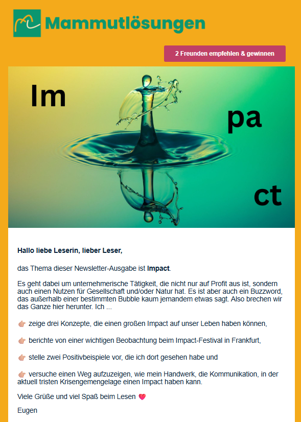 Abbildung des zweiten Mammutlösungen-Newsletters